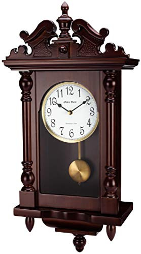Olden Days Wall Clock with Real Wood, 4 Chime Options, Swinging Pendulum, Antique Vintage Design, 22 Large