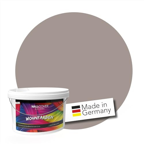 WALLCOVER Peinture murale de qualité supérieure | Gris | 1L = 8m² | Pour les intérieurs à très haut pouvoir couvrant (classe 1) | Finition mate | Fabriquée en Allemagne