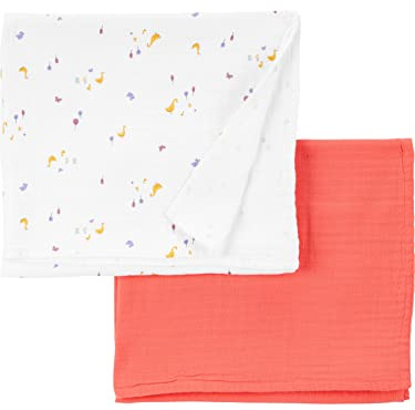 Simple Joys by Carter's Lot de 2 couvertures en Gaze de Coton Unisexe pour bébé, Canards Oranges/Blancs, Taille Unique