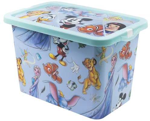Stor Disney Lot de 100 boîtes de rangement avec couvercle à clic pour enfants, chambre à coucher, salle de jeux, jouets, sans BPA (7 litres)