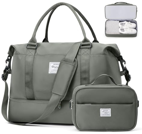 Weekender Bags for Women, Travel Duffel Bags with Shoe Compartment,Personal Item Travel Bag for Airlines, Carry on Overnight Tote Bag for women with Toiletry Bag, Olive Green