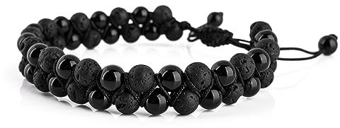 Akitsune Sensei pärlarmband | elastiskt armband armsmycken kvinnor män halvädelstenar 6 mm pärlor – howlite marmor lavasten lavais
