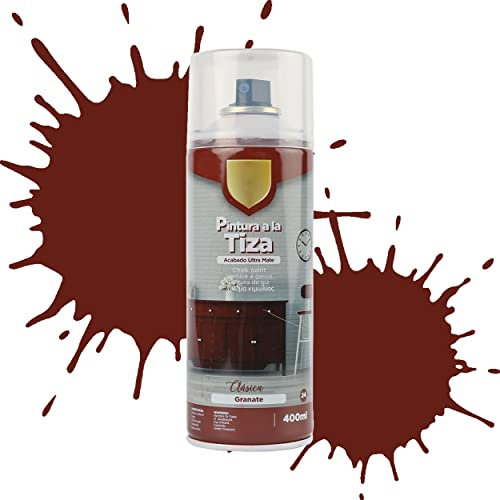 Etrexonline Pintura en Spray Ultra Mate a la Tiza, Chalk Paint Spray, Ideal para Metal,Madera y Cerámica, Acabado de Estilo Vintage - Color Granate (400ml, 1 Unidad)