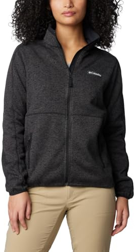 Columbia Womens Sweater Weather II Full Zip Fleece Jacket, Black Heather, Medium