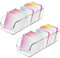 DIBALIYI 2PCS Plastic Tea Storage Box, Clear Tea Bag Storage, Divided Coffee Bag Organiser, Stackable Storage Container with 2 Cells for Sugar Sachets, Tea Bags (2 PCS )