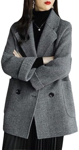 Goolecrimp Donna Grigio Scuro Autunno Inverno Caban Cappotto Business Casual Cardigan Giacca Cappotto Spesso Inverno Pisello Cappotto M