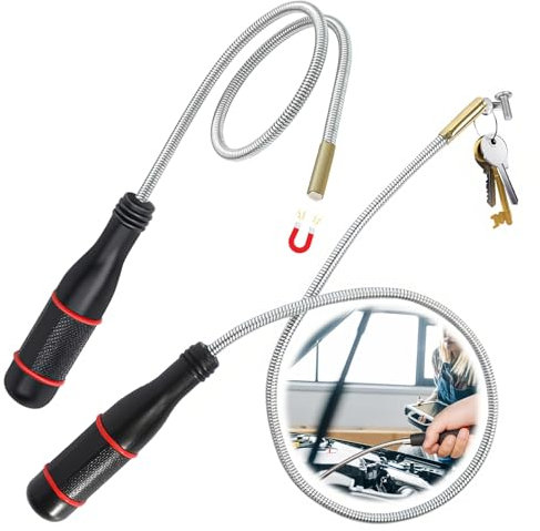 JAONLD 2 Pièces Aimant Mecanique Auto 60 cm Pliable Portable Outil de Ramassage Aimanté Tige Récupérateur Aimantée Convient pour Ramasser de Petites Pièces, Objets Métalliques, Pièces de Voiture