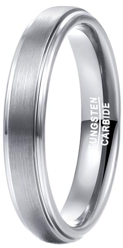 083BASE Anillo de carburo de tungsteno, plata y negro, 6 mm/8 mm de ancho, diseño cepillado, anillo de compromiso unisex o anillo de pareja, 62（20）