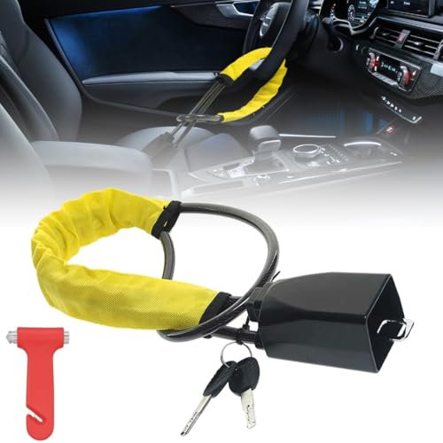 SKUNTUGUANG Steering Wheel Lock, Steering Lock to Seat Belt, Universal Car Streering Wheel Locks Anti-Theft Device for Car SUV Van Caravan with Wrench