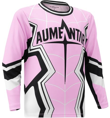 AUMENTAR Kids Cycling Jersey Long Sleeve Dirt Bike Motocross Shirt, Breathable Quick-Dry BMX Off-Road Racing Clothing for Boys Girls, Powersports Bike Child Mexico Bicycle MTB Tops M