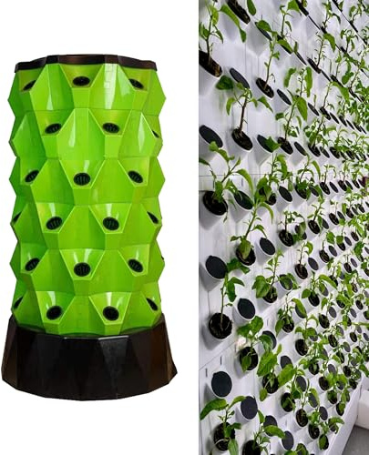 Tour de culture hydroponique verticale – Système aéroponique pour intérieur/extérieur – Pour légumes, herbes et fraises – Tour de culture verticale pour la maison et le jardin