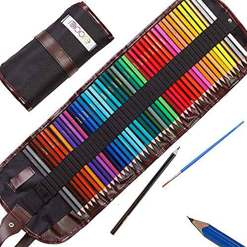 Moore - Set di 48 matite Colorate artistiche di Alta qualità, con temperamatite in Metallo in Lega Kum Gratuito in Una Custodia di Tela Arrotolabile
