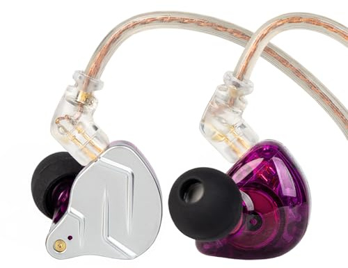 Yinyoo KZ ZSN Pro Auriculares intraurales 1BA 1DD sobre los in Ear Monitor IEM para los oídos Auriculares Controlador de Armadura balanceada híbrida con Cable Desmontable (morados sin micrófono)
