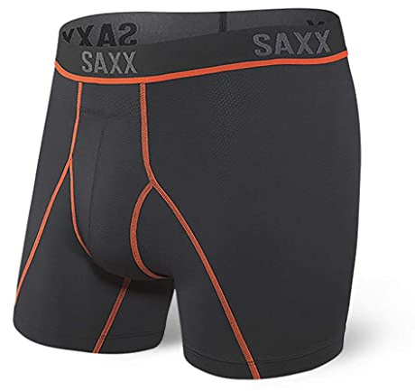 Saxx Kinetic Light Compression Mesh Boxer Briefs, Black/Vermillion - S