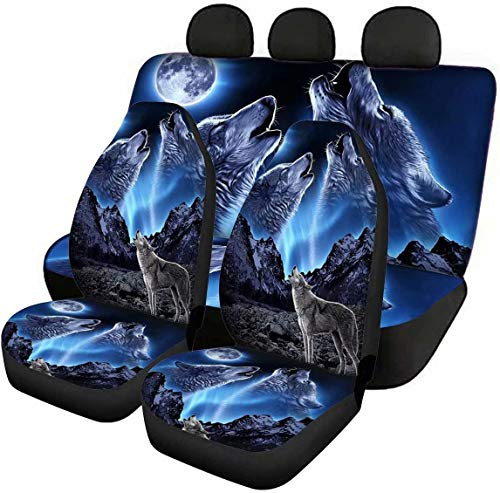 Chaqlin Universelle Auto-Vordersitzbezüge und Rücksitzschoner für teilbare Bank, Autozubehör, je 2 Stück