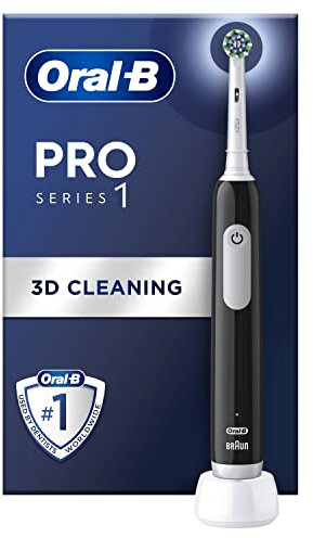 Oral-B Pro 1 Electric Toothbrush For Adults, Oral B Electric Toothbrushes Adults, With 3D Cleaning, 1 Toothbrush Head, Gum Pressure Control, 2 Pin UK Plug, Black