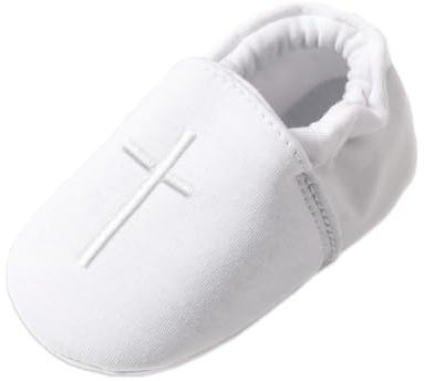 AGJ Baptism Shoes for Baby Boy Soft Sole Infant White Christening Sneaker 6-12 Months