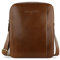 bugatti Remo Leder-Schultertasche klein, Umhängetasche mit versetzbarem Karabiner, cognac