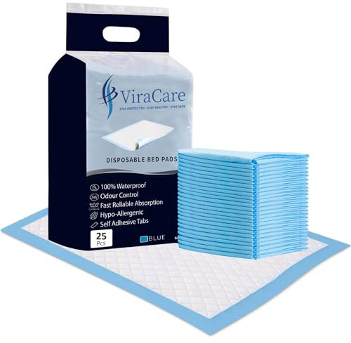 50 x Incontinence Bed Pads | Disposable Bed Pads | Bed Protectors For Incontinence | Size 60x90cm | With Self-Adhesive Sticker Tabs | Bed Mats Disposable | (2 Packs of 25)