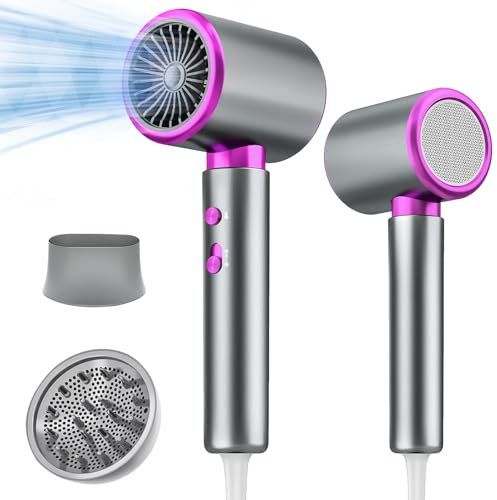 Secador Pelo Profesional,2400W Secador Pelo Rizado,Secador con Difusor,Secado Rápido,3 Temperaturas/2 Velocidades,Protección Contra el Sobrecalentamiento,Salón de Peluquería en Casa Aplicable (Gris)