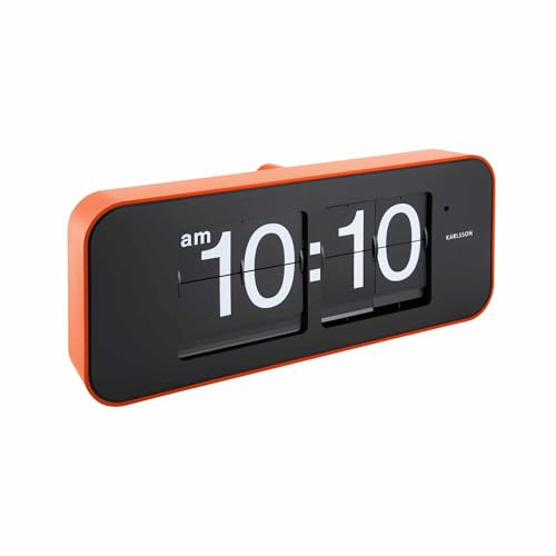 Karlsson Wall Clock Wide Flip Arancione Casing, Black Dial
