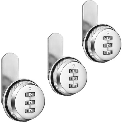 3 piecs Catelves Briefkasten Zahlenschloss Code zu 3 Zahlen, Briefkastenschloss, Schrankschloss, Möbelschlösser, Passwort Schubladenschloss, für Briefkasten, Schubladen, Schränke, 30mm Silber