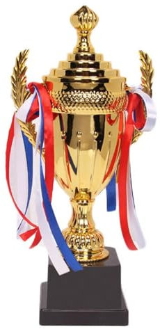 Duroecsain Gold Award Trofeos | Copa Copa de Fútbol - Trofeos dorados con banda colorida, copa de trofeo de lujo personalizada con base redonda para el rendimiento