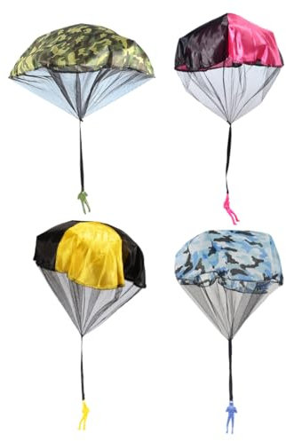 Lot de 4 jouets parachutistes pour enfants, jouets de parachute à la main pour enfants, petits cadeaux d'anniversaire d'enfants, jeux de parachute