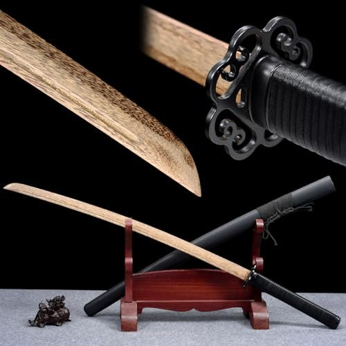 103cm großes handgefertigtes Bokken,natürliches Palisander-Samurai-Schwert,eiserner Handschutz und mit Leder umwickelte Holzscheide,japanisches Holz-Katana für Kendo,Geschenke,Cosplay,Requisiten