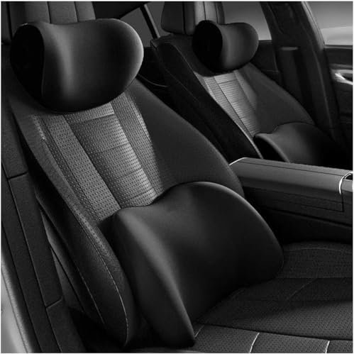 Lendenwirbelkissen und Nackenkissen Auto, Memory Foam Lordosenstütze Auto, Ergonomische Lendenkissen und Kopfstütze, RüCkenlehne um RüCkenstüTzkissen zu Lindern für Autositze, BüRostuhl, Rollstuhl