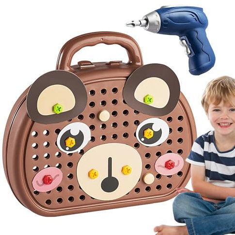 Kids Tool Set with Electric Drill, Screwdriver Toolbox, Engineering Construction , Safe Educational Toy for Preschool Children Girls Boys Age 3+, Imaginative, 26x6.2x25cm