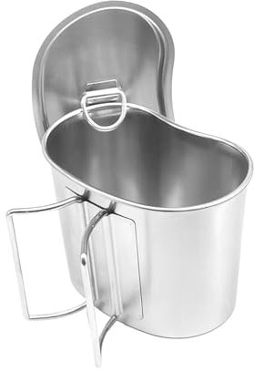 PEILINZE Campingbecher mit faltbarem Griff, 700 ml, Edelstahlbecher mit Deckel, für Outdoor, Camping, Wandern, Picknicks