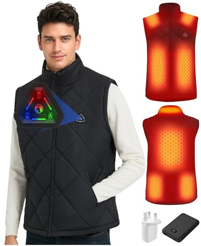 CYCYHEAT Men Heated Gilet - Quilted Lightweight Heating Vest Jacket Coat for Womens, Upgraded 7.4V Battery Pack & Heating Element