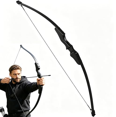 BREEZENEST 54 Recurve Bow 40 lbs for Adults, Archery Bow & Arrow Set with Dacron String Nylon Fibre & Epoxy Resin Construction for Target Practice & Beginner Training, Black