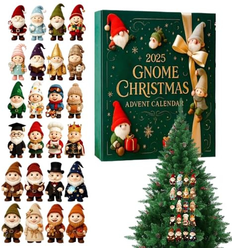 Julkalender 2025, 2D akryl dekorativt julhänge, nedräkningskalender med 24 dagars gnome hänge, hängande prydnad för semesterträd, heminredning