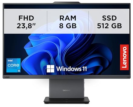 Lenovo - Pc All in One 24 ThinkCentre Neo 50a Gen 5, Computer Professionale Windows 11 Pro, Intel Core i5-13420H, RAM 8GB DDR5, 512GB SSD NVMe - Display FHD IPS, Wi-Fi 6, USB-C e HDMI - Luna Grey
