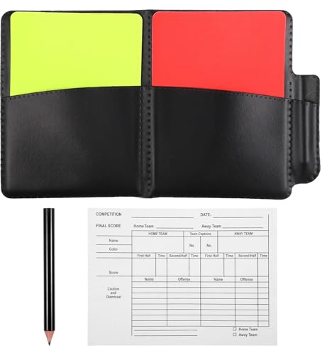 Dplolng Soccer Referee Cards Set,Referee Warning Red Card Yellow Card with Leather Wallet Recording Papers Pencils Warning Referees Kit for Soccer Football Volleyball Baseball Matches