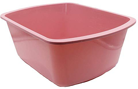Portable Rectangular Plastic Wash Basin, 6 Quarts with Graduations, Rose (Pack of 2)