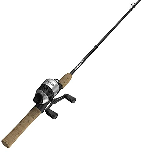 Zebco 33 Cork Micro Spincast Reel and Fishing Rod Combo, 5-Foot 2-Piece Graphite Rod with Cork Handle, Size 10 Reel, Quickset Anti-Reverse Fishing Reel with Bite Alert, Silver/Black