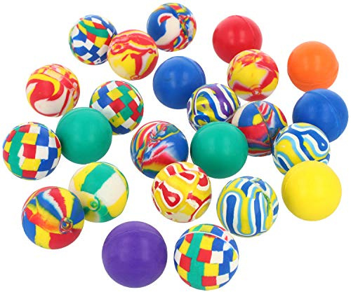 com-four® 24x Giocattolo per bambini - Palline colorate come un piccolo regalo - Flummis in diversi campioni di colore [la selezione varia] (24 pezzi - colorati)
