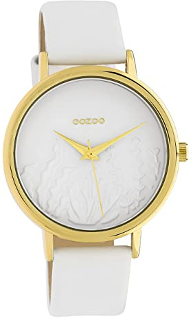 Oozoo Damenuhr Summer Vibes mit Lederband 36 MM Goldfarben/Weiß C10601