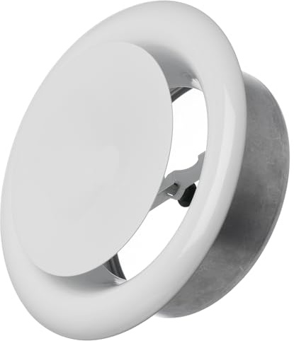 Ø 125 mm vit metall anemostat – tillufts tallriksventil – rund ventilationsventil med monteringsring
