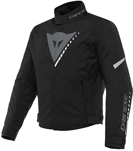 Dainese - Veloce D-Dry Jacket, Chaqueta Moto Hombre Invierno y Verano, Transpirable y Resistente a la Lluvia, 4 Estaciones, Cazadora Moto con Forro Térmico Desmontable, Negro/Gris/Blanco