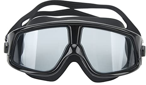 Tatiy Waterproof Swim Goggles for Adults, Underwater Wide View Swimming Goggles Mask with Storage Case, UV Protection Mirrored HD Anti Fog Diving Glasses for Men Women(Black)