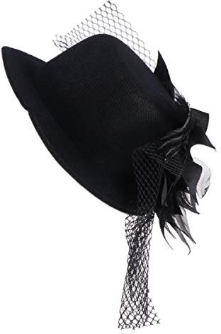LALAFINA Mini- Top- Hut- Haarclip Blumenschleier Faszinator Hut Burlesque Dekorative Kopfbedeckung Party Gefälligkeiten für Frauen (Schwarz)