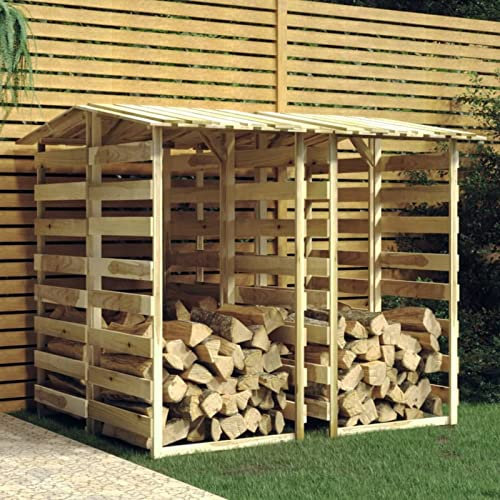 Festnight Pergola Holz 4 STK Holzstapelhilfe Unterstand Garten Pergola mit Dach Terrassenüberdachung Holz Holzunterstand Kaminholzregal Aussen 100x90x200 cm Imprägniertes Kiefernholz
