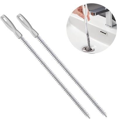 2 pièces Drain Brush Pipe Cleaner Brush Drain Cleaner Brush Spiral Drain Cleaner.for Salle de Bain et Cuisine pour enlever Les Cheveux Longs et Nettoyer Les tuyaux - 45 cm