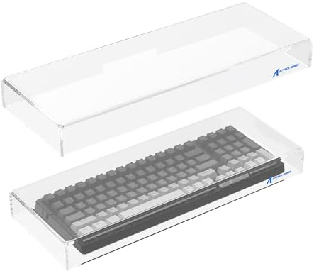 ATTACK SHARK Cubierta Antipolvo de acrílico Transparente para Teclado mecánico de 98 Teclas, 17,4 * 6,5 * 1,9 Pulgadas, Compatible con teclados de tamaño Inferior a 98 Teclas - Blanco