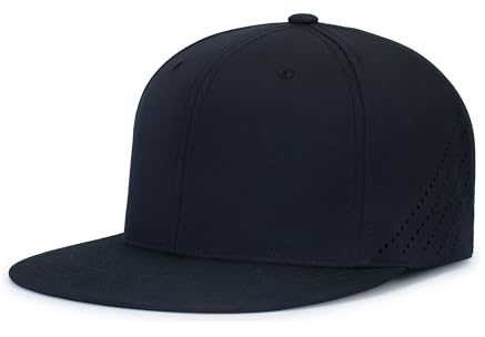 Pacific Headwear Premium Lightweight Perforated Pacflex Cap Powered by Coolcore®, Black, S/M