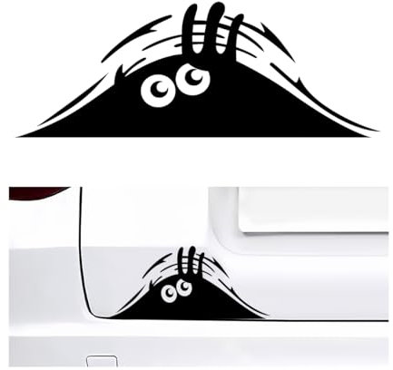 JNNJ Auto Cartoon Aufkleber, Monster Eyes Autoaufkleber, Peeking Elf Autoaufkleber Wasserdichter Autoaufklebers, 3D Funny Peeking Monster Cartoon Auto-Aufkleber Vinyl Badge Emblem(Schwarz1)
